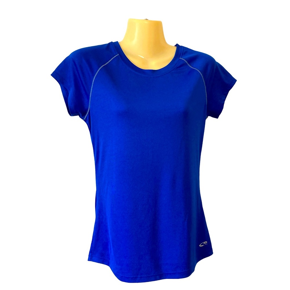 Champion Semi Fitted Crewneck Top Workout Yoga Run Walk Active Royal Blue Small
